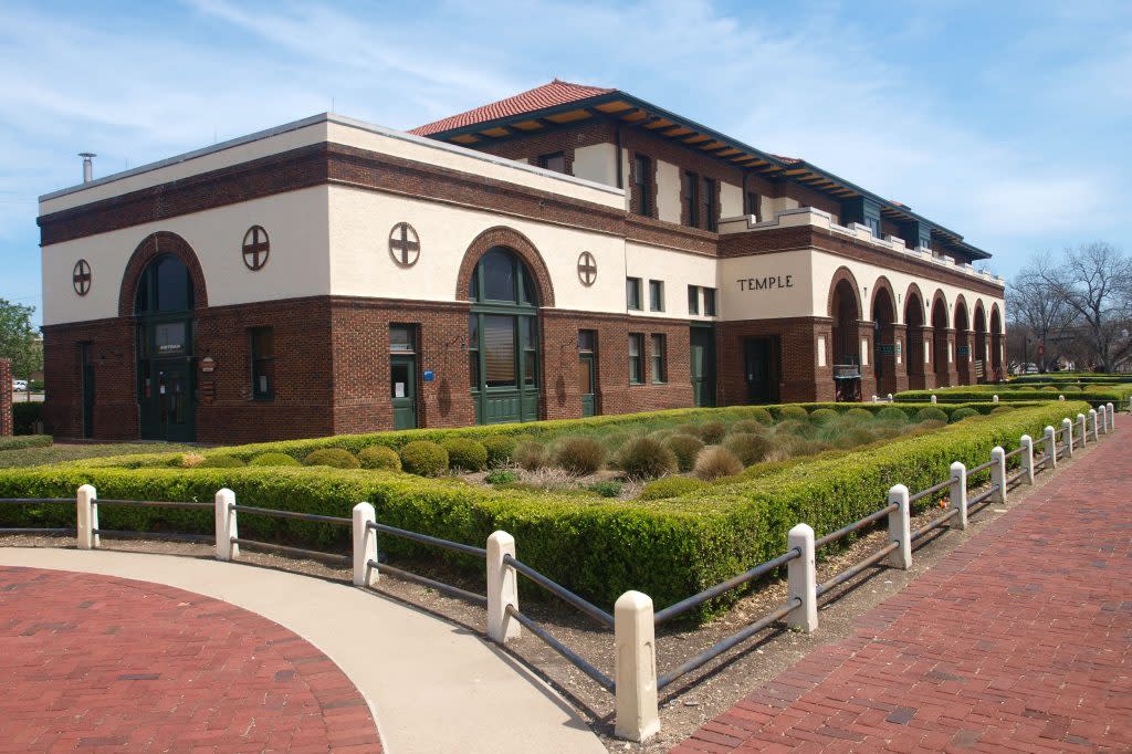 Temple Railroad and Heritage Museum in Temple, Texas, with historic architecture and manicured landscape